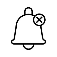 Bell with X Mark or Muted Notification simple icon designed in filled, outline, line and stroke style