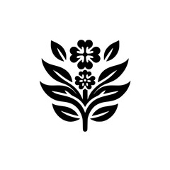 Floral Motif: Minimalist Black & White Illustration