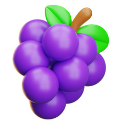 3d rendering cartoon bunch of grapes on transparent background