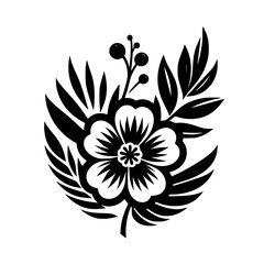 Black and White Floral Illustration on White Background: Simple, Elegant Design