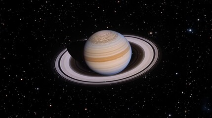 Naklejka premium Saturn-like Planet in Deep Space on black background