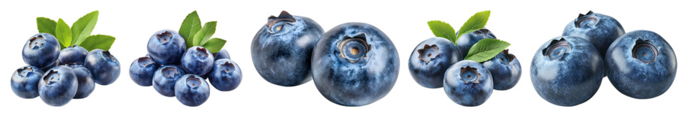 PNG Fresh vibrant blueberries cluster, element set on transparent background