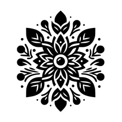 Elegant Floral Mandala Design - Black and White Vector Illustration