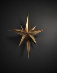 Obraz premium Deep black background, sharp edges of a gold metallic star, award, point