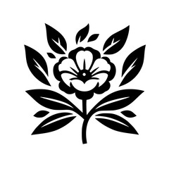 Black & White Floral Design: Elegant Flower and Leaf Motif