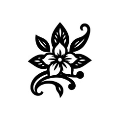 Elegant Black and White Floral Design Element on White Background