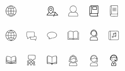 big set of language related line icons  editable s.eps