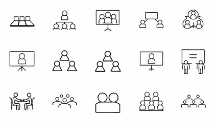Fototapeta premium big set of meeting related line icons conference (1).eps