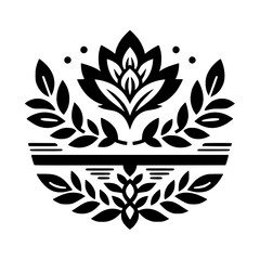 Fototapeta premium Elegant Floral Monochromatic Design with Leaves & Flourishes