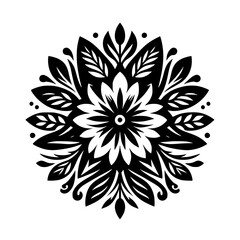 Elegant Black and White Floral Mandala Design, Decorative & Ornate