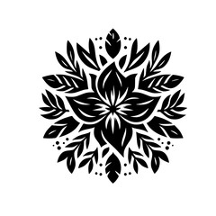 Fototapeta premium Elegant Black Floral Mandala on White, Botanical Design