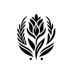 Elegant Floral Logo Design: Minimalist Black & White Emblem