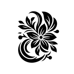 Elegant Floral Design Element in Black and White, Minimalist, Vector