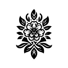 Fototapeta premium Elegant Black & White Floral Motif - Decorative, Graphic Design Element