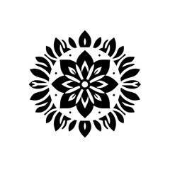 Geometric Floral Mandala: Black & White, Elegant Design, Decorative Element