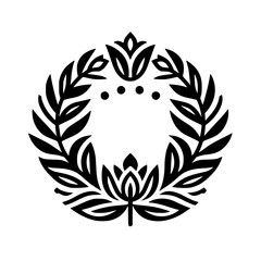Minimalist Floral Wreath Logo: Black & White Design for Brands