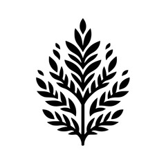 Minimalist Black Leafy Tree Graphic on White: Modern Logo Design Element