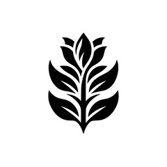 Bold Minimalist Black Floral Logo Design on White Background