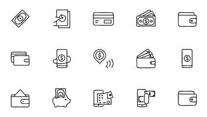 big set of payment related line icons  nfc  card  .eps