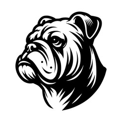 Bulldog Head Vector Logo Black and White