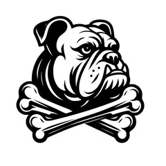 Bulldog Head Vector Logo Black and White