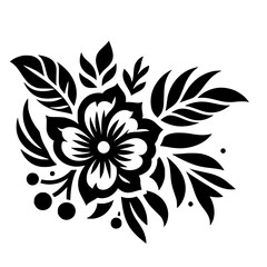 Vector Floral Design in Black and White: Elegant Decoration