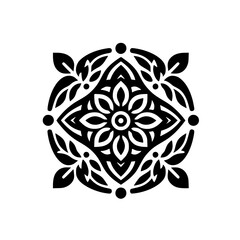 Black and White Floral Mandala Design, Vector Illustration, Geometric