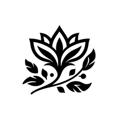 Fototapeta premium Elegant Black and White Floral Logo Design: Botanical Vector
