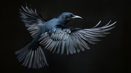 Majestic Bird in Flight - Dark and Powerful on black background