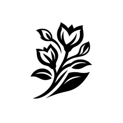 Modern Minimalist Black and White Floral Design for Branding