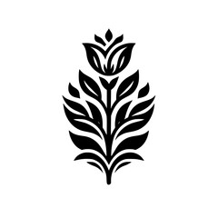 Black & White Floral Design: Ornamental, Minimalist Plant Illustration
