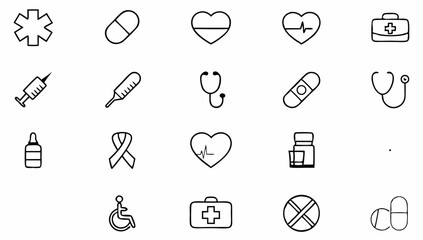 big set of recovery related line icons  editable s.eps