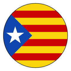 Flag of Catalonia. Black edge. Catalonia circle flag logo icon computer vector illustration design.
