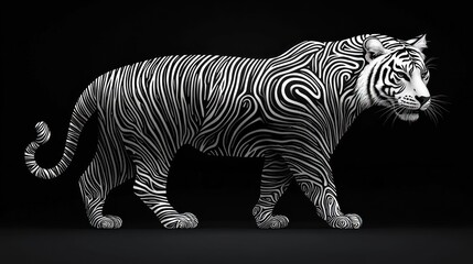 Naklejka premium Abstract tiger, black and white