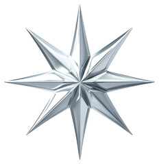 Obraz premium PNG Silver star reflective silver three-dimensional.