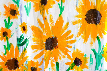 Sunflower painting on the wall