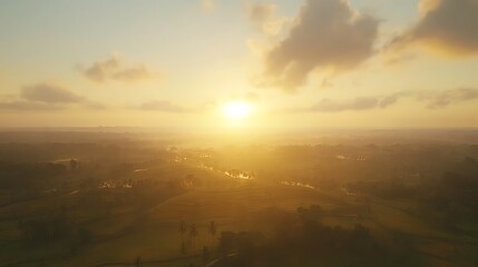 Fototapeta premium Golden hour sunset panorama landscape