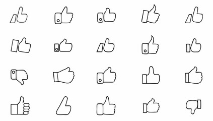 Fototapeta premium big set of thumb up related filled line icons edi.eps