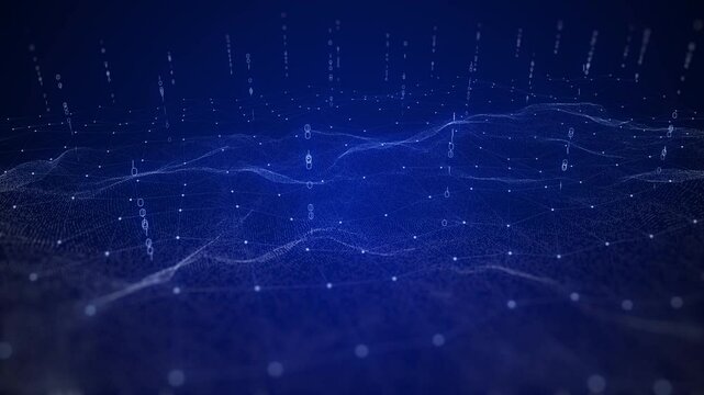 waves digital code generated abstract blue background