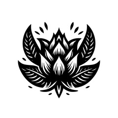 Elegant Black & White Lotus Flower Vector Illustration