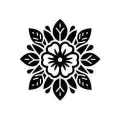 Fototapeta premium Floral Tattoo Design, Black and White, Elegant Mandala Pattern