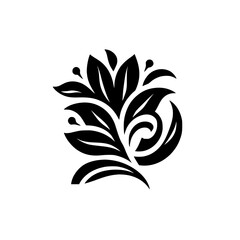 Elegant Black Floral Design on White - Vector Illustration