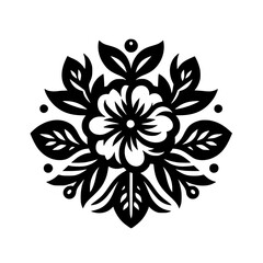 Fototapeta premium Black and White Floral Mandala Design on White Background
