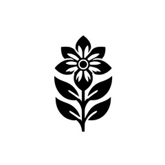 Black & White Flower Silhouette on White Background