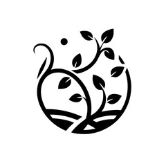 Black and White Botanical Logo Design, Nature Elements