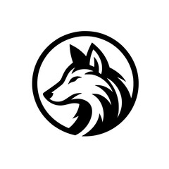 Black and White Wolf Logo in Circle: Modern, Minimalist Design
