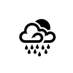 Minimalist Rain Cloud Icon: Black & White Weather Illustration