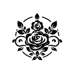 Elegant Black Rose Floral Design on White: Vector Illustration