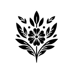 Fototapeta premium Floral Motif Black and White Vector Illustration, Minimalist Design