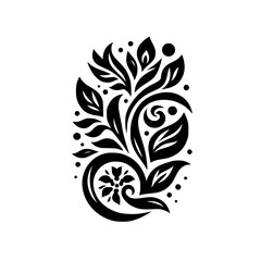 Elegant Black & White Floral Design Element: Isolated Vector Illustration